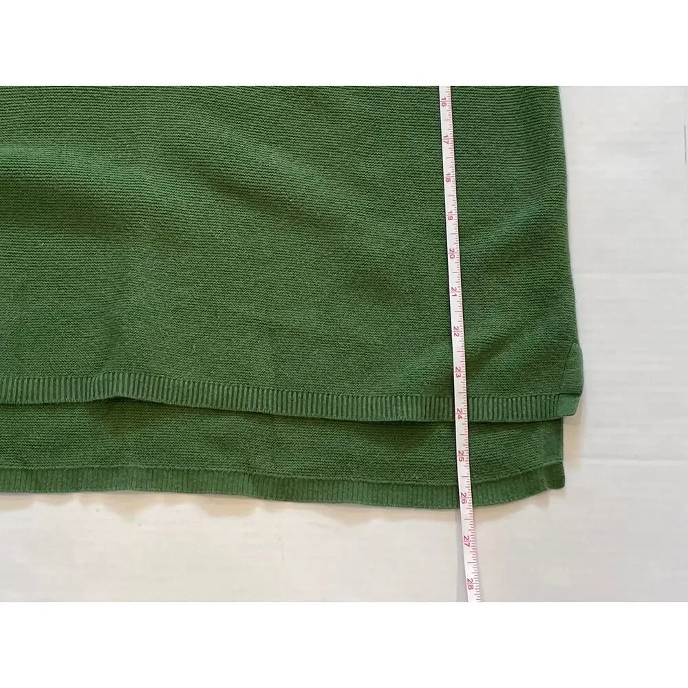 Talbots Dark Green Long Sleeve V-Neck Sweater, Cotton, Size M